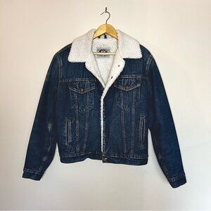 Vintage 1992 Levi's Blue Denim Jacket with White Sherpa Collar